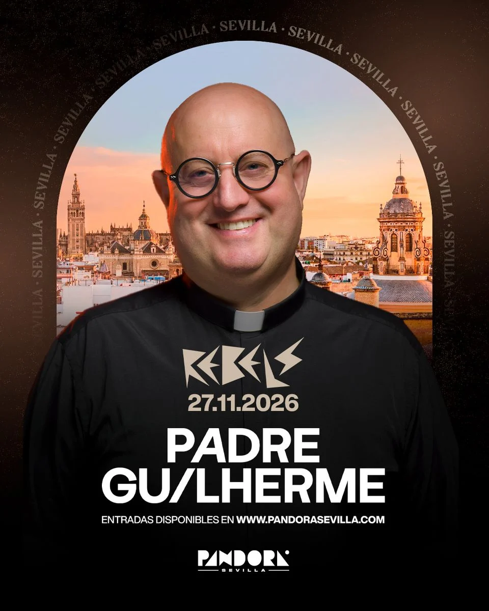 Cartel de REBELS WITH PADRE GUILHERME: 27 de noviembre de 2026 en Pandora Sevilla, Sevilla