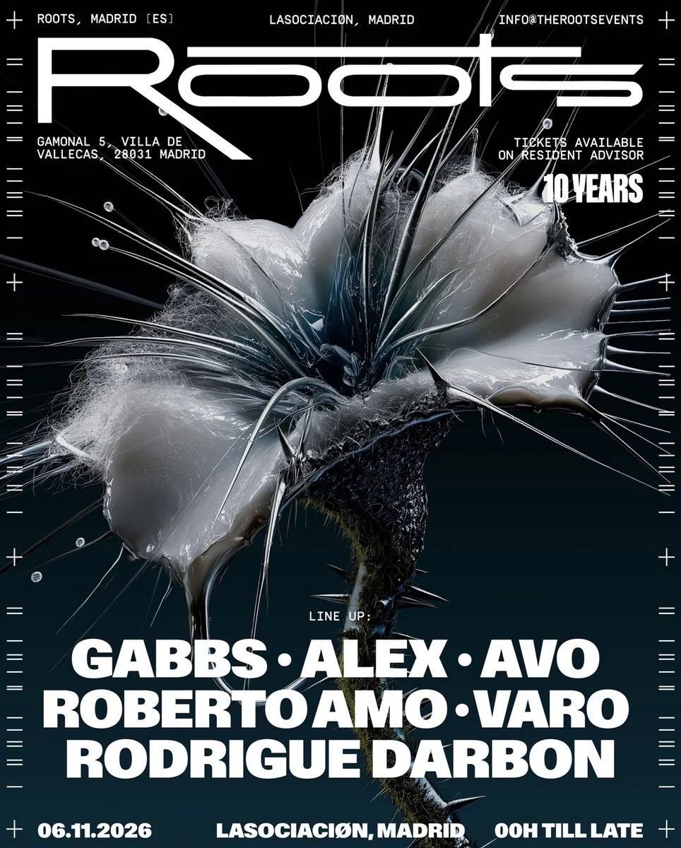 Cartel de ROOTS [EXTENDED] WITH GABBS: 6 de noviembre de 2026 en Lasociaciøn, Madrid