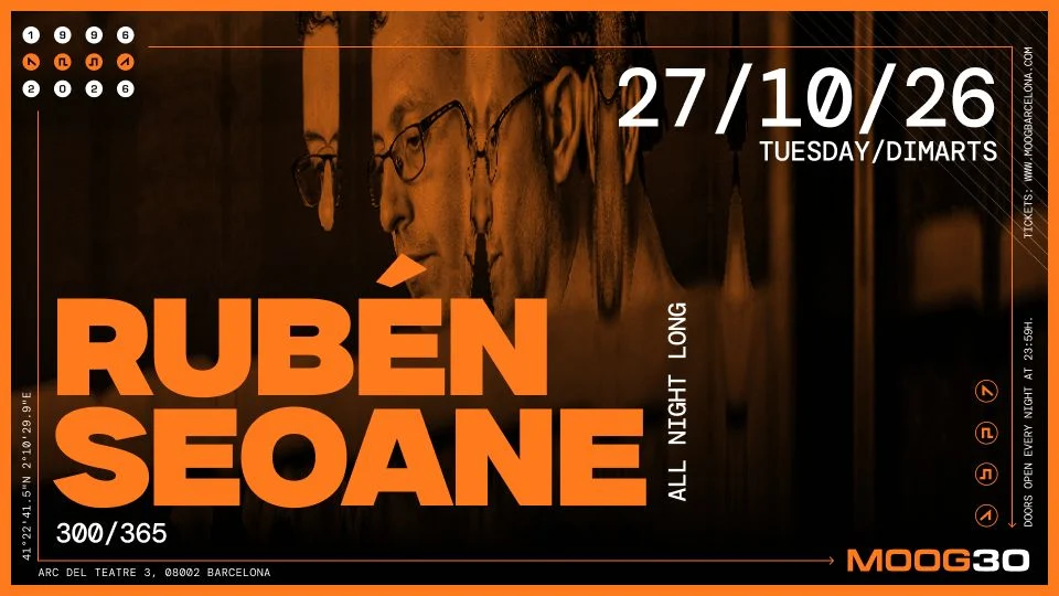 Cartel de RUBÉN SEOANE: 27 de octubre de 2026 en Moog Club, Barcelona con Rubén Seoane