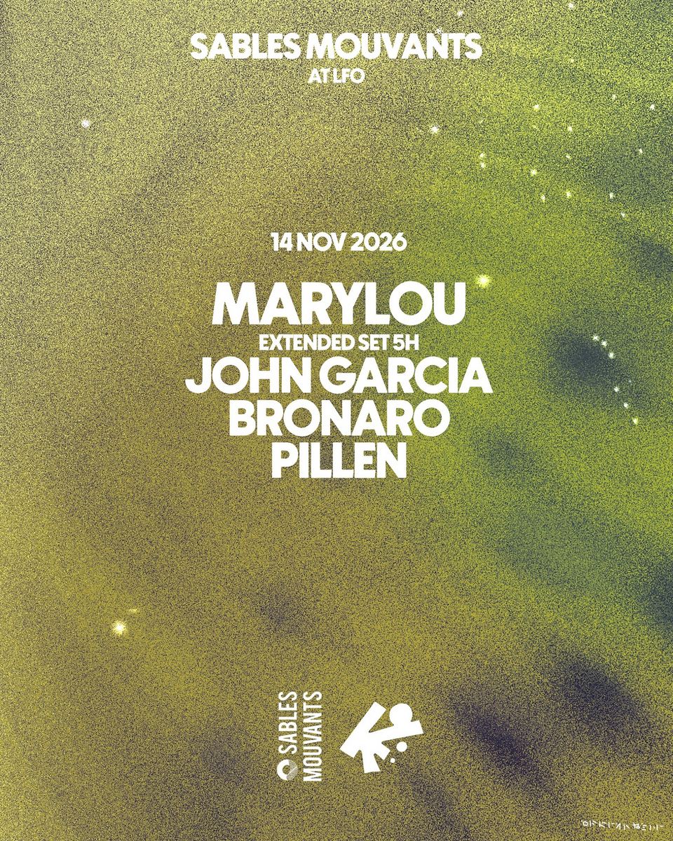 Cartel de SABLES MOUVANTS X MARYLOU – EXTENDED SET: 14 de noviembre de 2026 en LFO, Madrid con Pillen