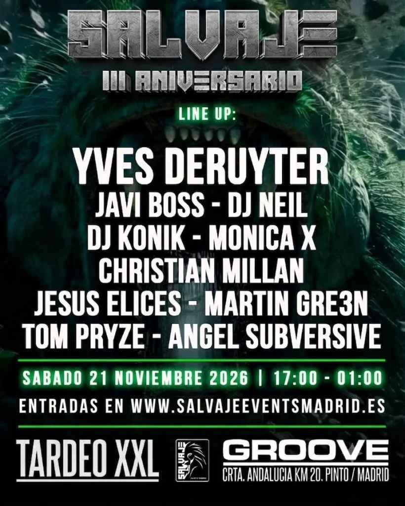 Cartel de SALVAJE 3 ANIVERSARIO EN GROOVE