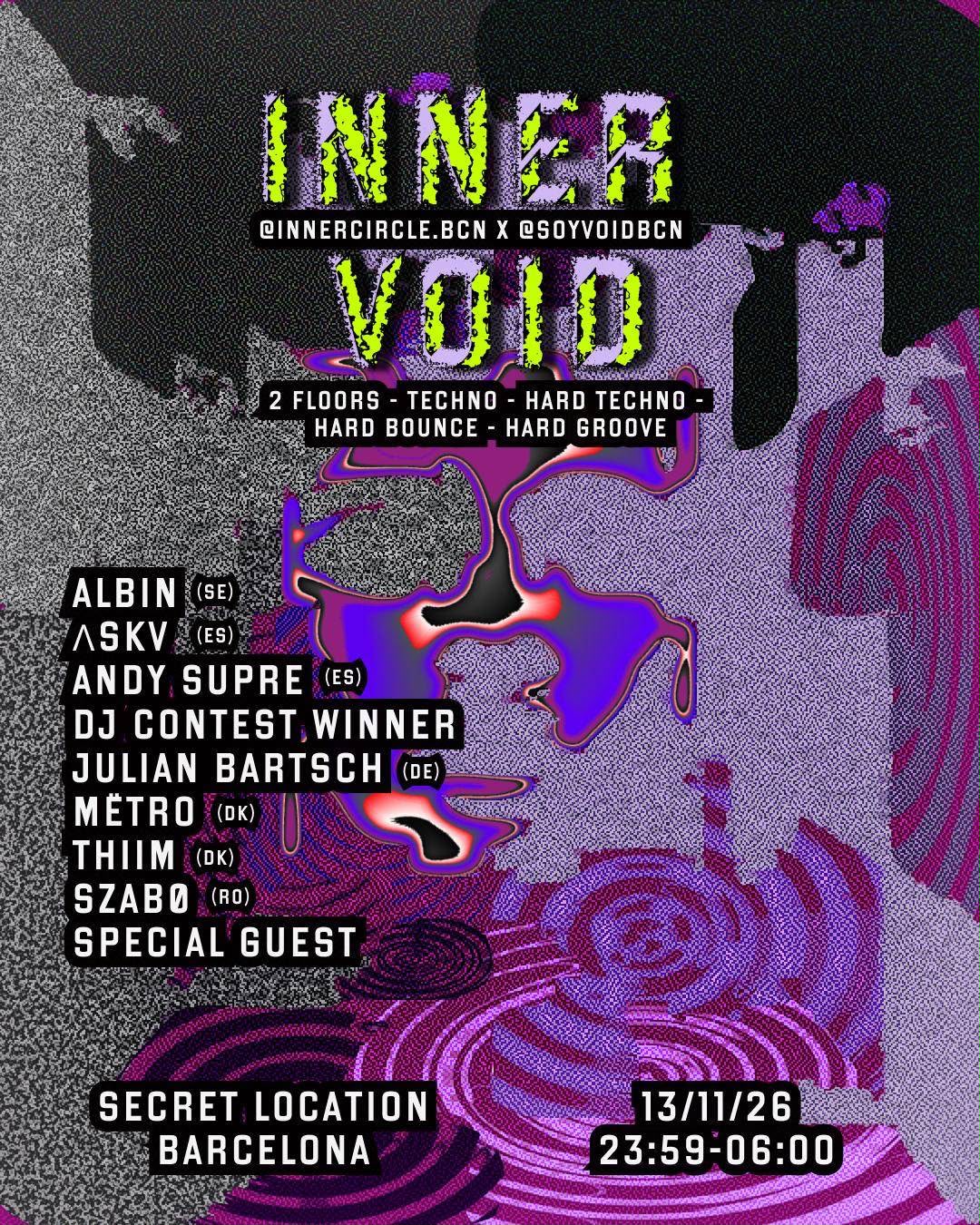 Cartel de SECRET RAVE - INNER VOID: 13 de noviembre de 2026 en Barcelona