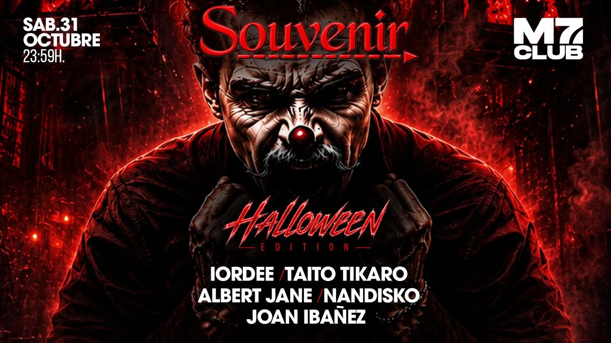 Cartel de SOUVENIR HALLOWEEN [IORDEE, TAITO TIKARO, ALBERT JANE, NANDISKO & JOAN IBAÑEZ]: 31 de octubre de 2026 en M7 Club…