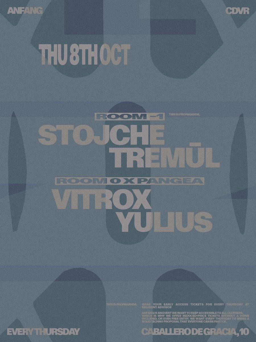Cartel de STOJCHE & TREMUL AT ANFANG: 8 de octubre de 2026 en Cadavra, Madrid con Anfang y Stojche