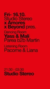 Cartel de STUDIO STEREO X AMORES & BEYOND PRES. YASS & MALI