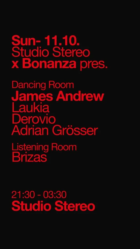 Cartel de STUDIO STEREO X BONANZA PRES. JAMES ANDREW