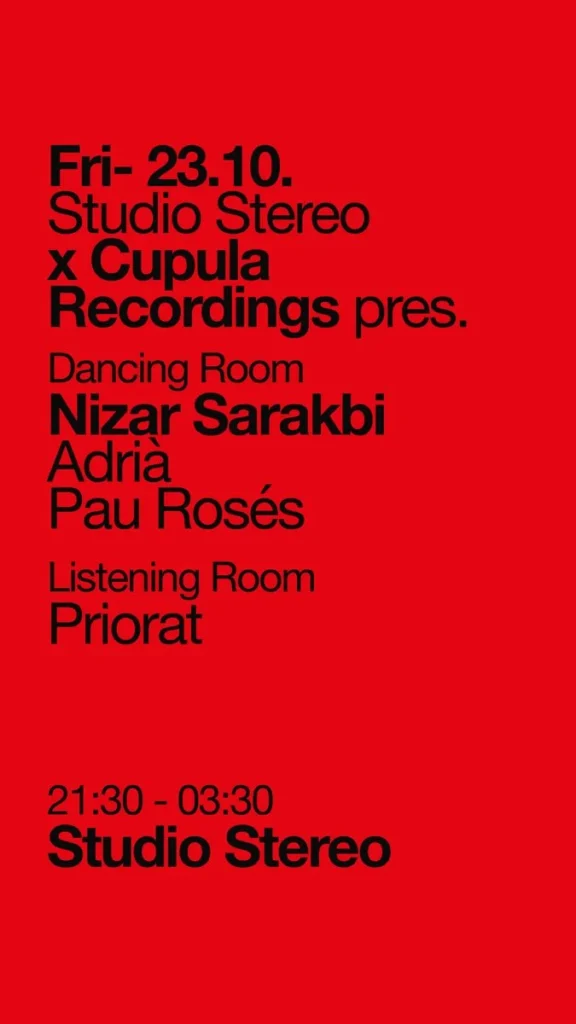 Cartel de STUDIO STEREO X CUPULA RECORDINGS PRES. NIZAR SARAKBI