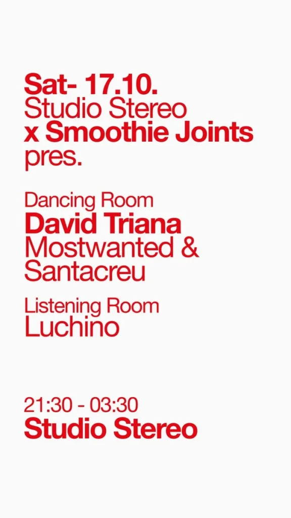 Cartel de STUDIO STEREO X SMOOTHIE JOINTS PRES. DAVID TRIANA