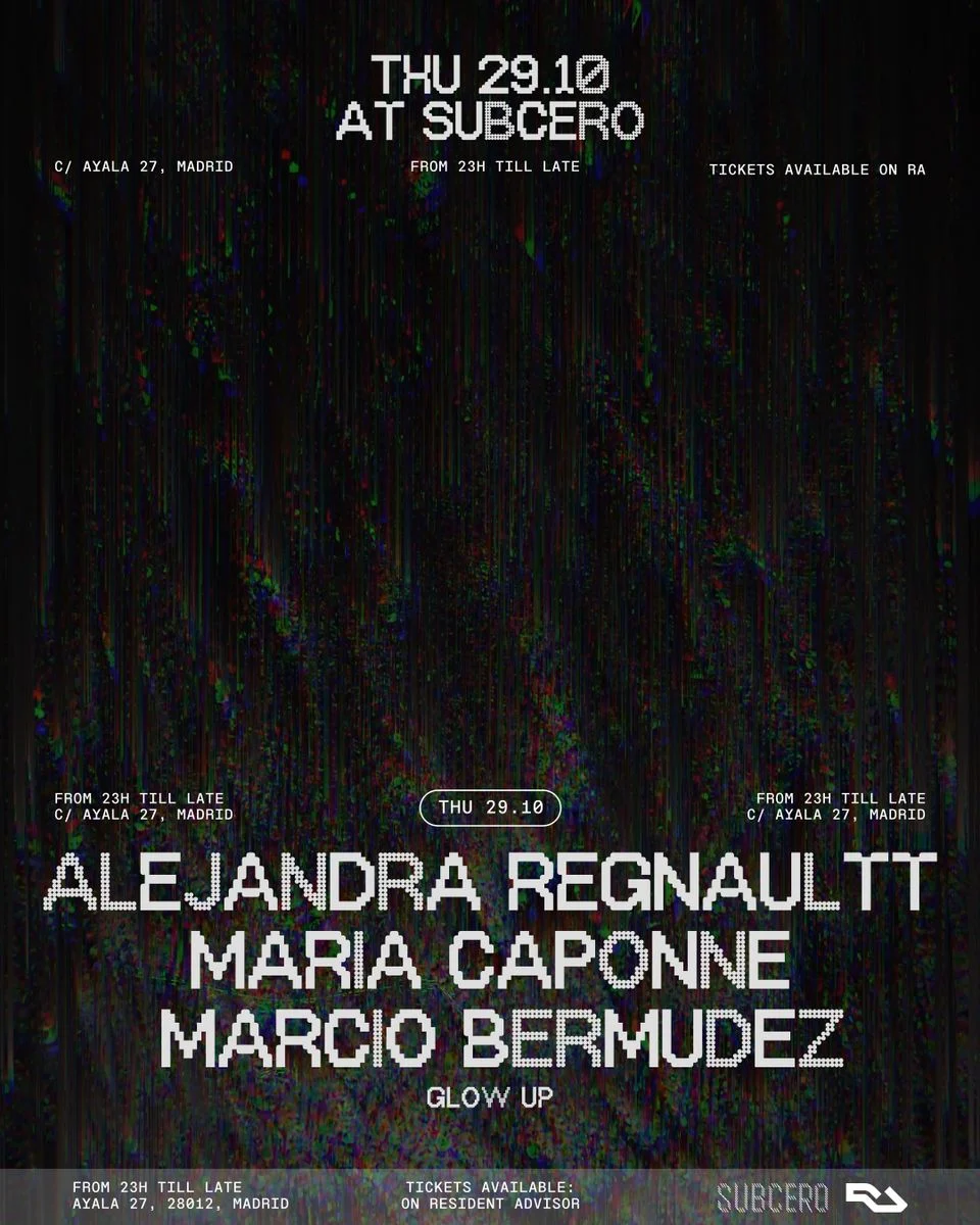 Cartel de SUBCERO X GLOW UP: 29 de octubre de 2026 en Subcero Club, Madrid