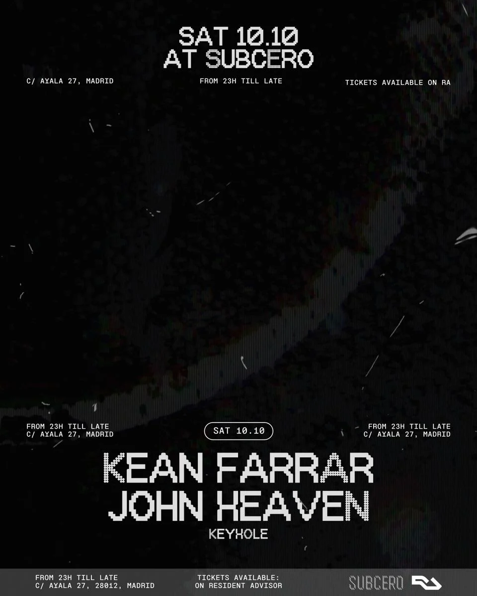 Cartel de SUBCERO X KEYHOLE: 10 de octubre de 2026 en Subcero Club, Madrid