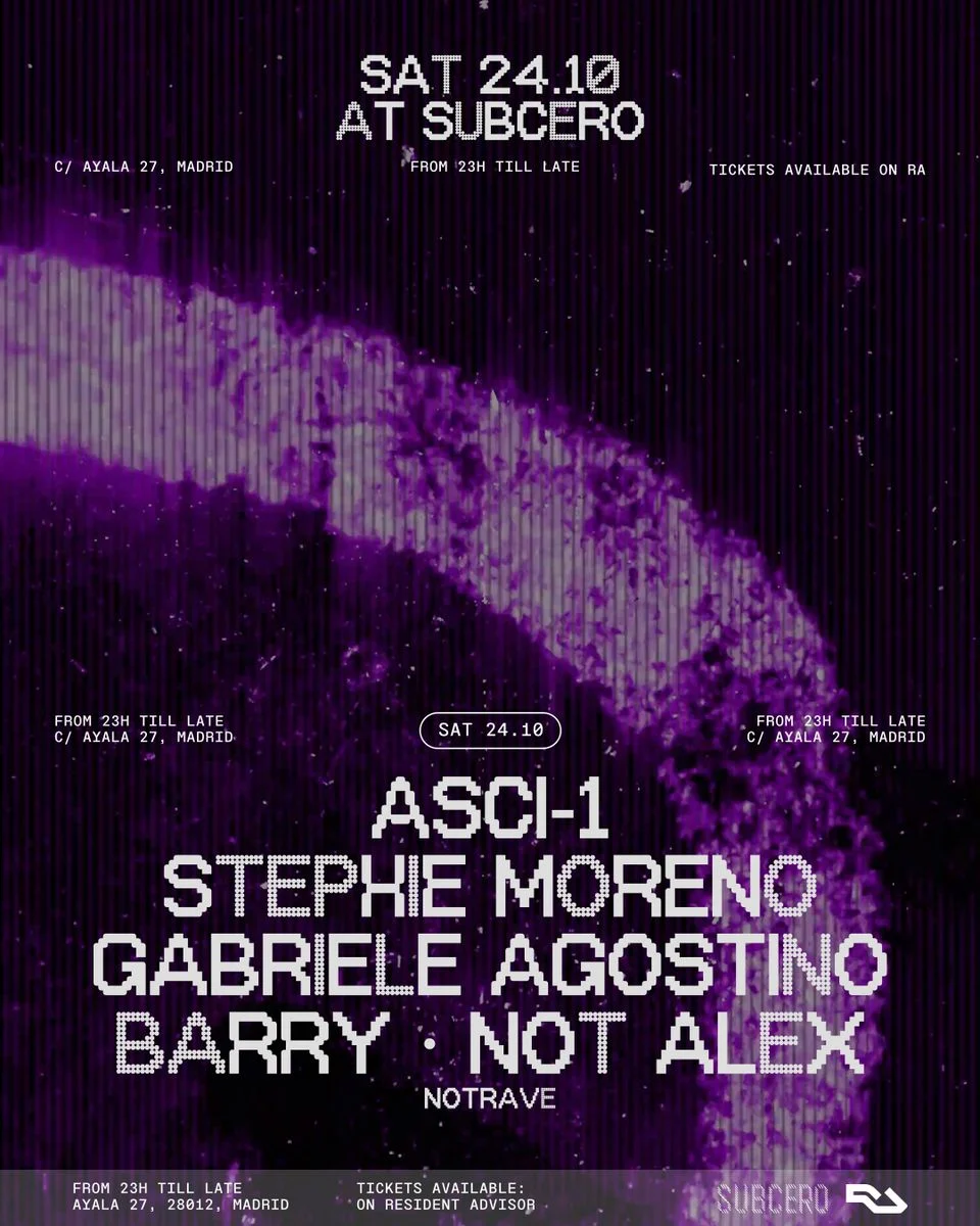 Cartel de SUBCERO X NOTRAVE: 24 de octubre de 2026 en Subcero Club, Madrid