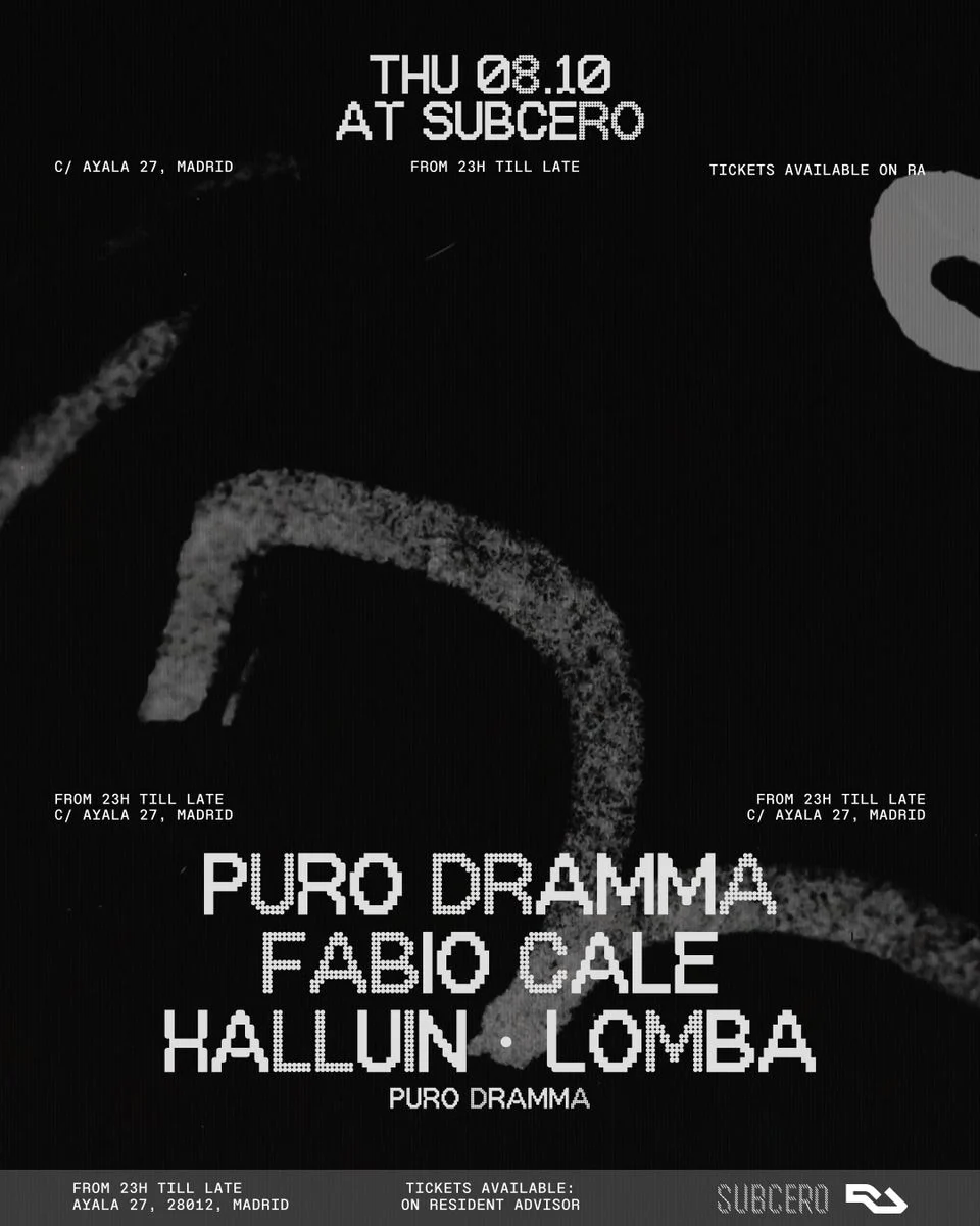Cartel de SUBCERO X PURO DRAMMA: 8 de octubre de 2026 en Subcero Club, Madrid