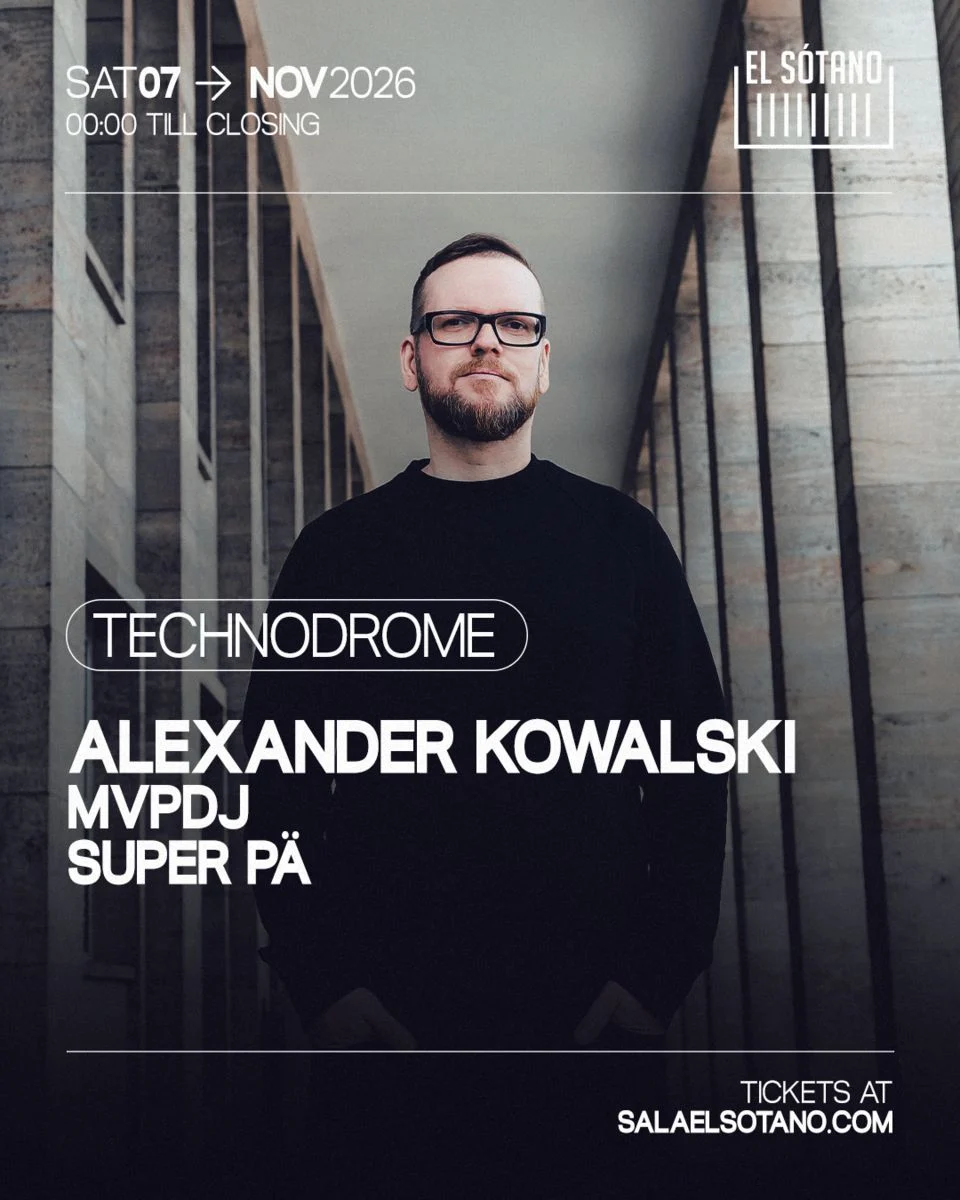 Cartel de TECHNODROME: 7 de noviembre de 2026 en El Sótano, Madrid con MVPDJ y Kanzleramt