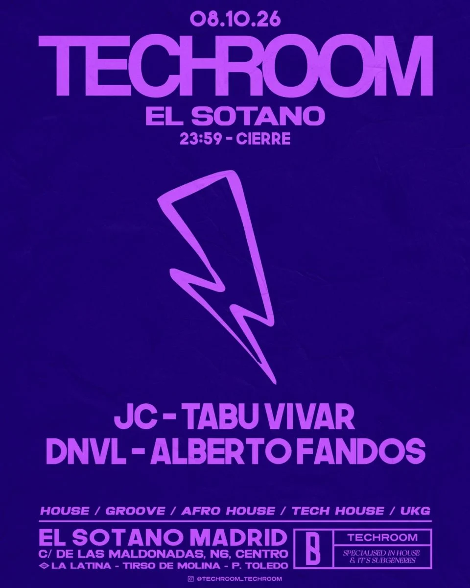 Cartel de TECHROOM: 8 de octubre de 2026 en El Sótano, Madrid