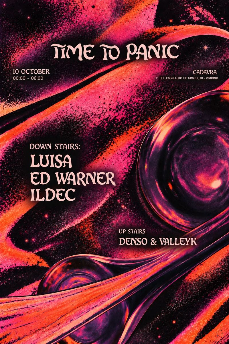 Cartel de TIME TO PANIC WITH LUISA: 10 de octubre de 2026 en Cadavra, Madrid con Ed Warner