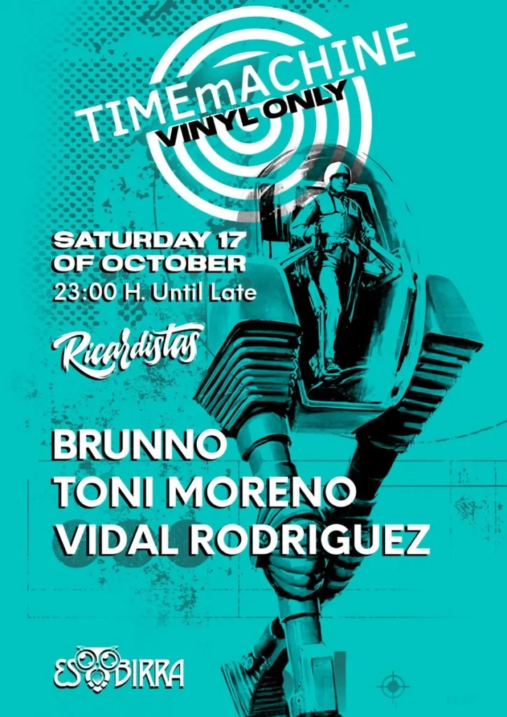 Cartel de TIMEMACHINE PRESENTS BRUNNO, TONI MORENO & VIDAL RODRIGUEZ