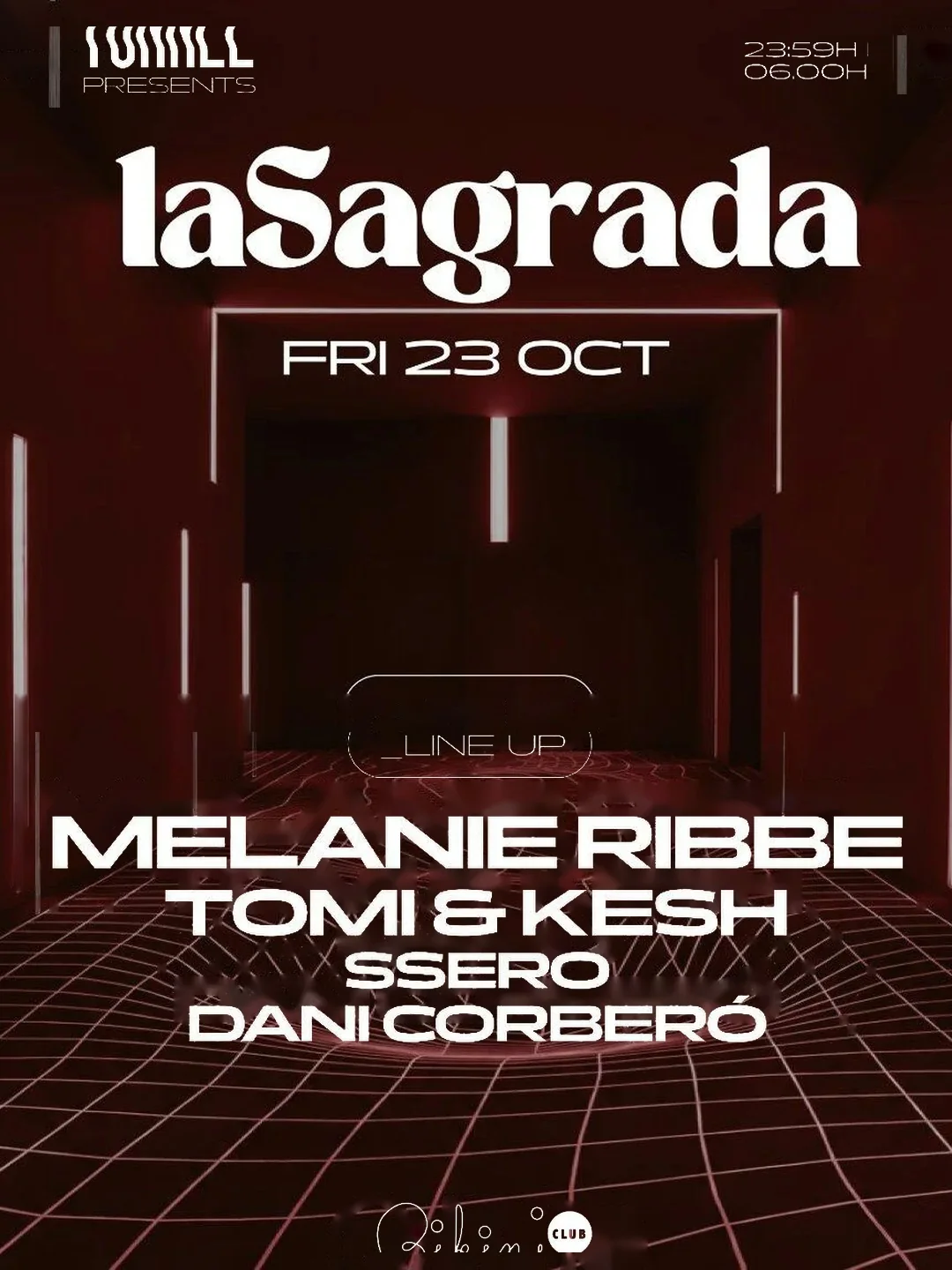 Cartel TUNNEL & LASAGRADA PRES. MELANIE RIBBE & MORE / 23 de octubre / Sala Bikini, Barcelona