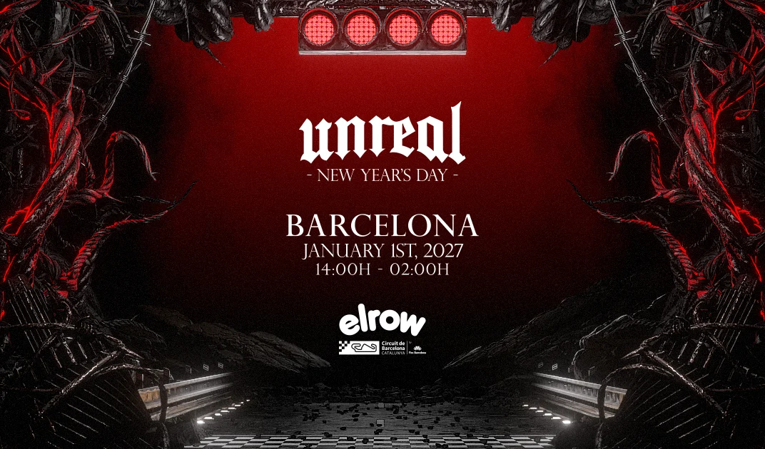 Cartel de UNREAL NEW YEARS DAY RAVE: 1 de enero de 2027 en Barcelona