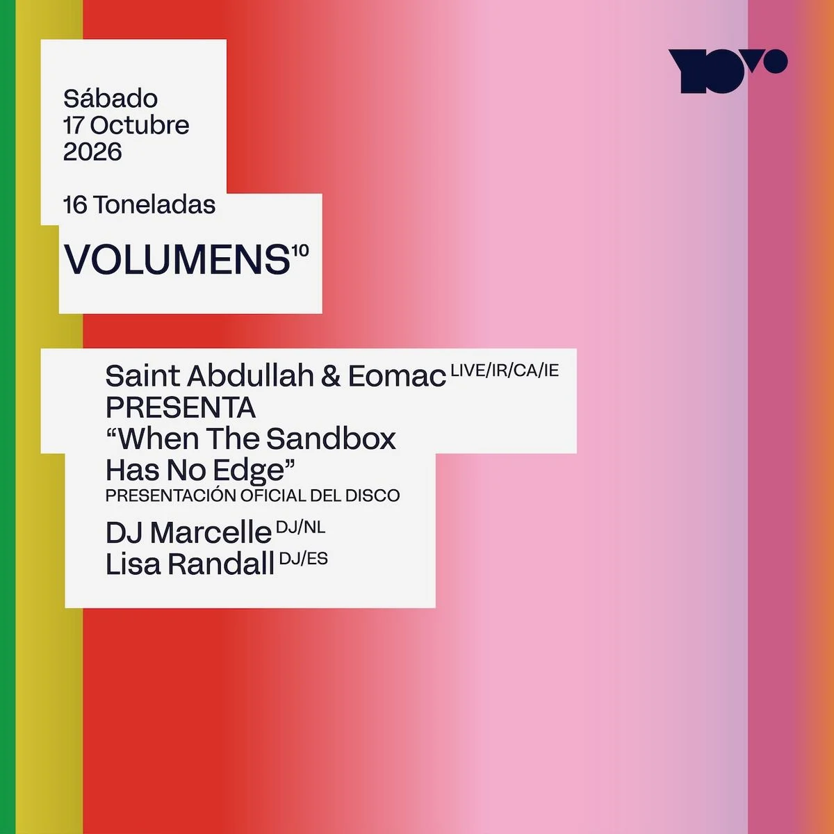 Cartel de VOLUMENS CLOSING PARTY: 17 de octubre de 2026 en 16 Toneladas, Valencia con Marcelle