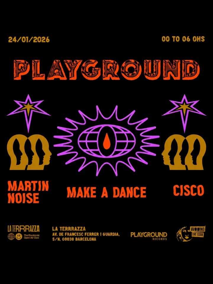 Cartel de PLAYGROUND: 23 de septiembre de 2026 en La Terrrazza, Barcelona con Make A Dance y Martijn Noise