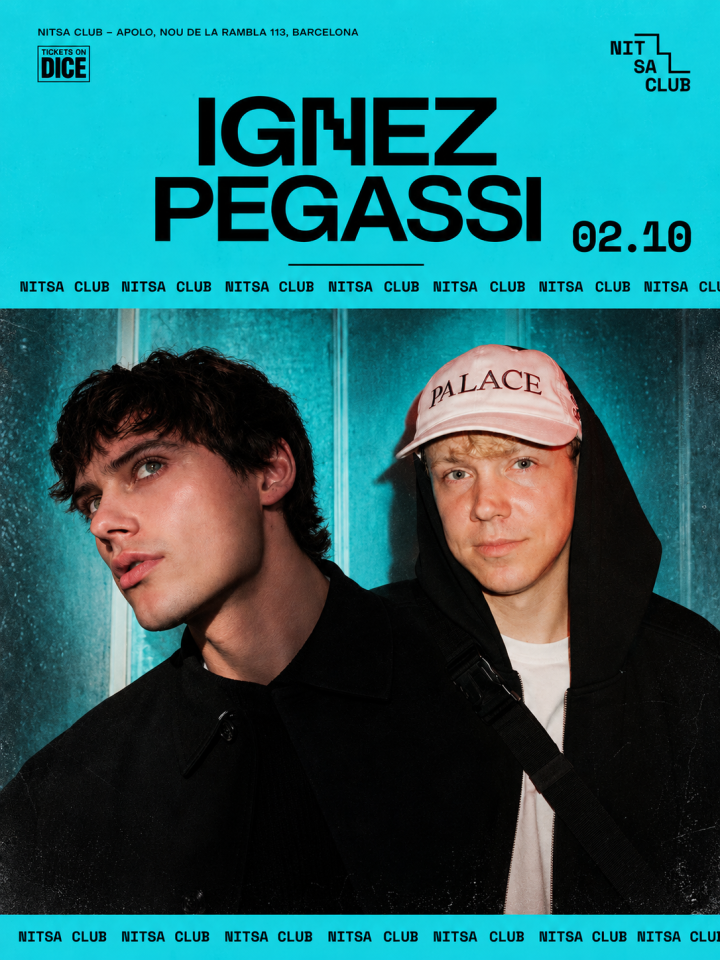 Pegassi e Ignez protagonizan Nitsa Club el 2 de octubre en Barcelona con una noche de Techno y electrónica de alta energía.