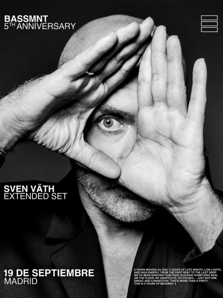 BASSMNT celebra su quinto aniversario con Sven Väth Extended Set el 19 de septiembre en The Bassement, Madrid.