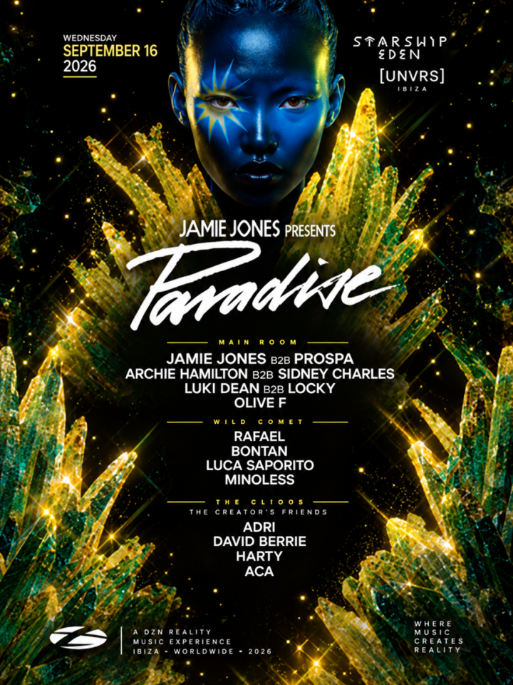 Jamie Jones Presents Paradise llega el 16 de septiembre a [UNVRS], Ibiza, con Jamie Jones B2B Prospa, Archie Hamilton B2B Sidney Charles y Luke Dean B2B Locky.