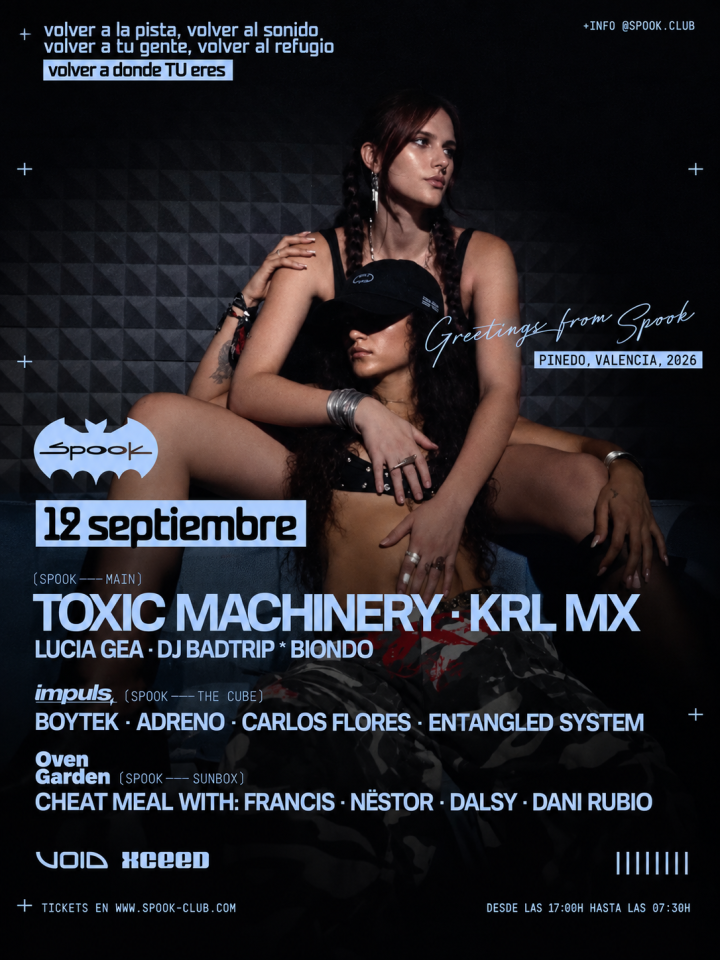 Toxic Machinery y KRL MX encabezan una jornada de techno de alta intensidad en Spook Valencia el 19 de septiembre.