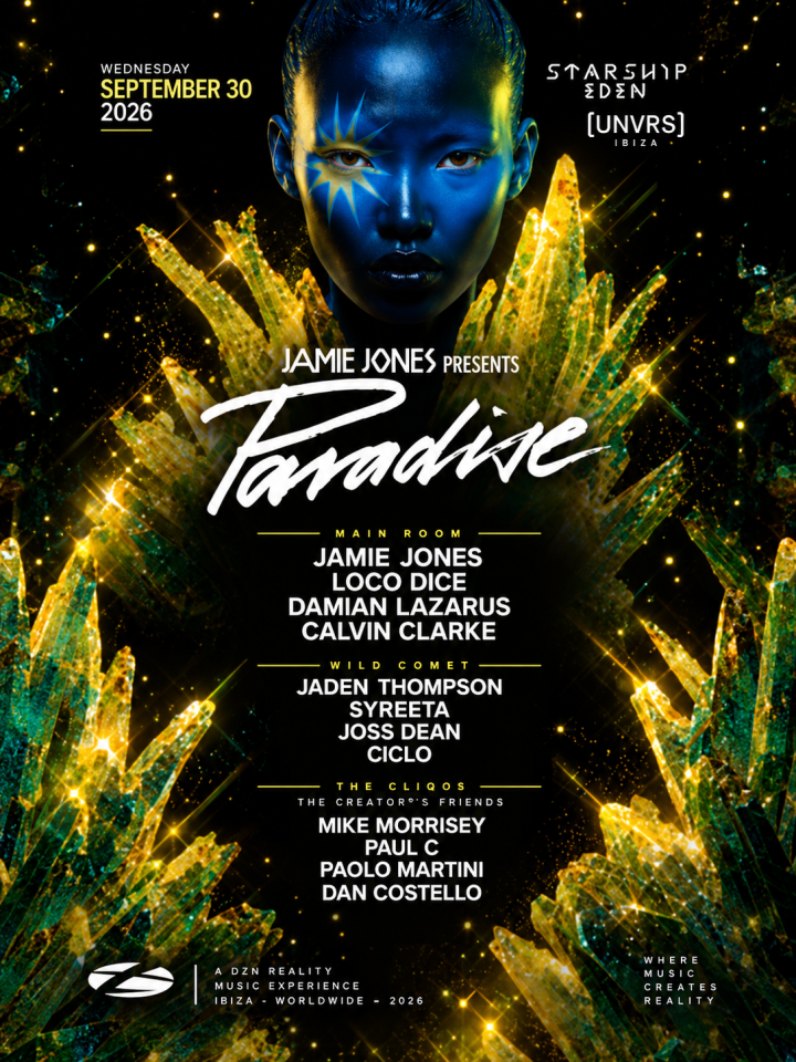 Jamie Jones Presents Paradise llega el 30 de septiembre a [UNVRS], Ibiza, con Jamie Jones, Loco Dice, Damian Lazarus y Calvin Clarke.