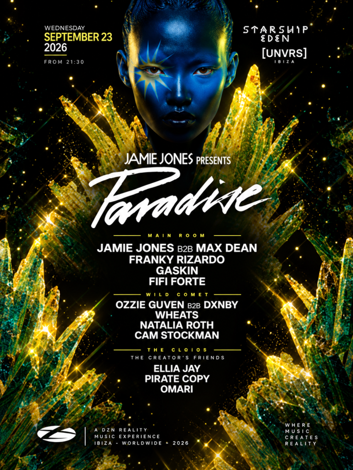 Jamie Jones Presents Paradise llega el 23 de septiembre a [UNVRS], Ibiza, con Jamie Jones B2B Max Dean, Franky Rizardo, Gaskin, Fifi Forte y más artistas.