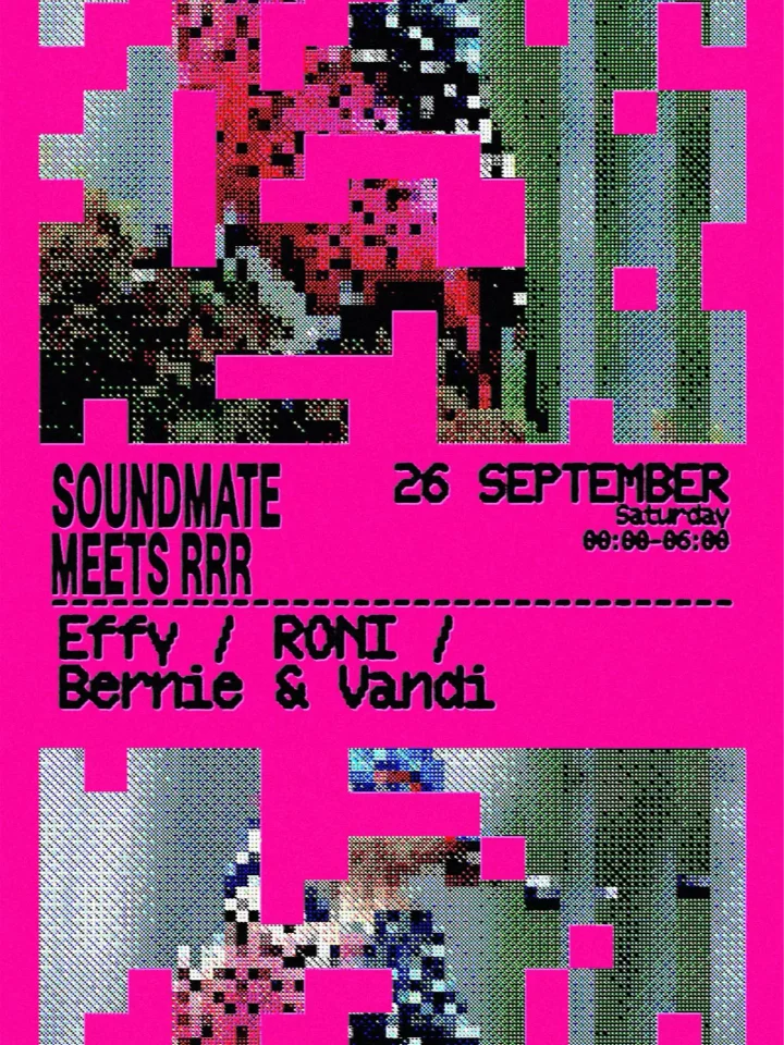 Cartel de SOUNDMATE MEETS RRR: 26 de septiembre de 2026 en La Terrrazza, Barcelona con RRR y Effy