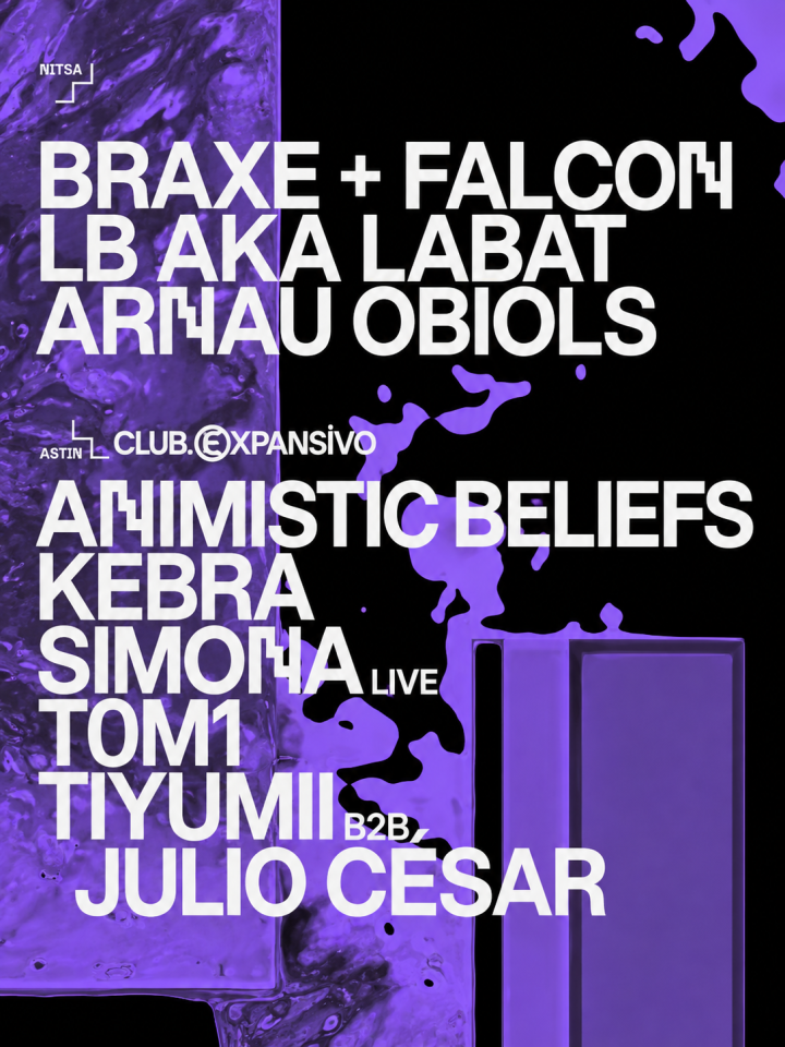 Braxe + Falcon, LB aka LABAT y Arnau Obiols llegan a Nitsa el 19 de septiembre, con Club Expansivo en Astin.