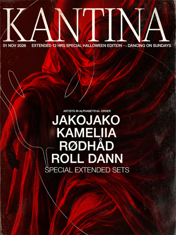 KANTINA Special Halloween Edition reúne a JakoJako, Kamelia, Rødhåd y Roll Dann el 1 de noviembre en The Bassement, Madrid.