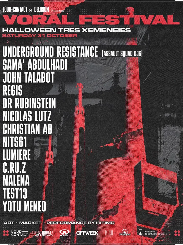 Cartel de VORAL FESTIVAL: 31 de octubre de 2026 en Les Tres Xemeneies, Barcelona con Loud-Contact y Delirium