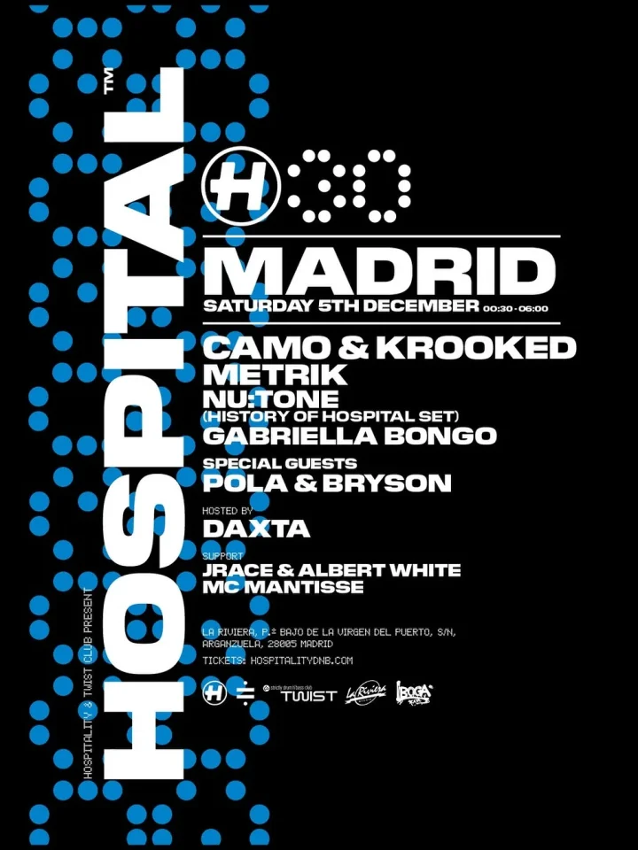Cartel de HOSPITAL 30 ANIVERSARIO: 5 de diciembre de 2026 en Sala La Riviera, Madrid