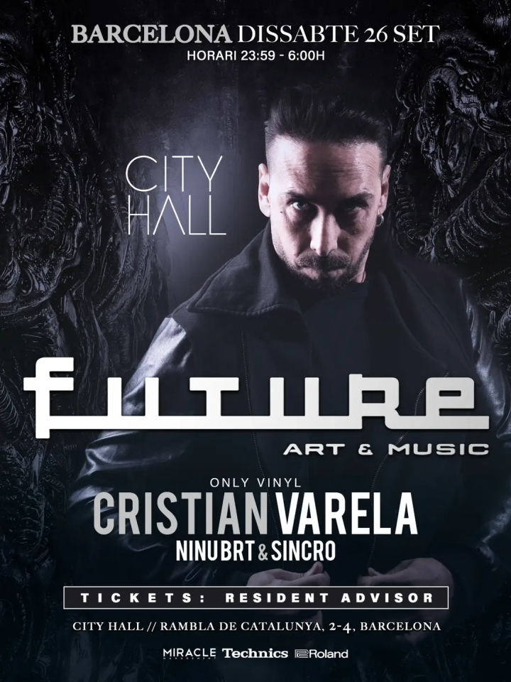 Cartel de FUTURE: 26 de septiembre de 2026 en City Hall, Barcelona con Cristian Varela y Ninu Brt
