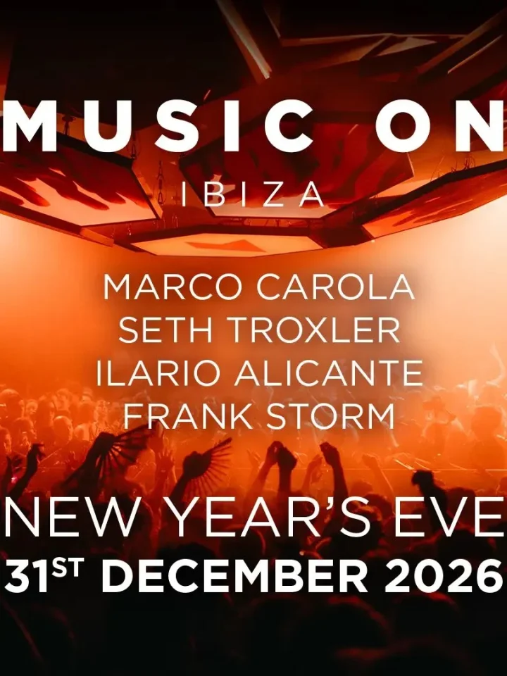 Cartel de MARCO CAROLA PRESENTS MUSIC ON – NEW YEAR’S EVE: 31 de diciembre de 2026 en Pacha Ibiza, Ibiza